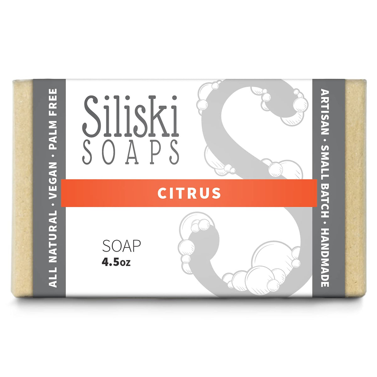 Simple Skincare by Siliski Soap, Hard, Gentle, Bath Soap, All Natural, Vegan and Palm Free - Citrus, 4.5 Oz