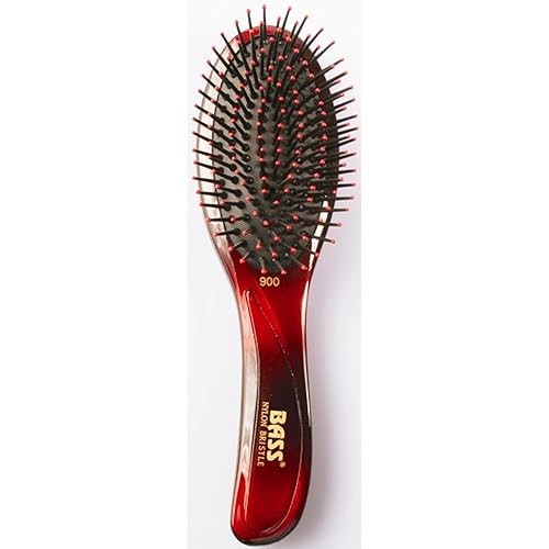 Bass Oval Nylon Brush - 1 Count, Orange, Perfect For Gentle Detangling And Styling