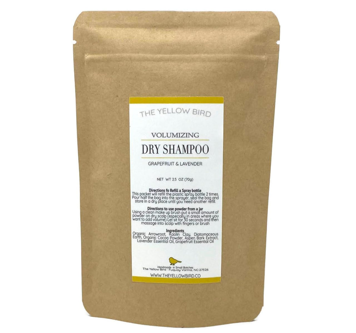 The Yellow Bird All Natural Dry Shampoo Powder - Eco-Friendly, Aerosol & Talc Free, 2.8 Oz