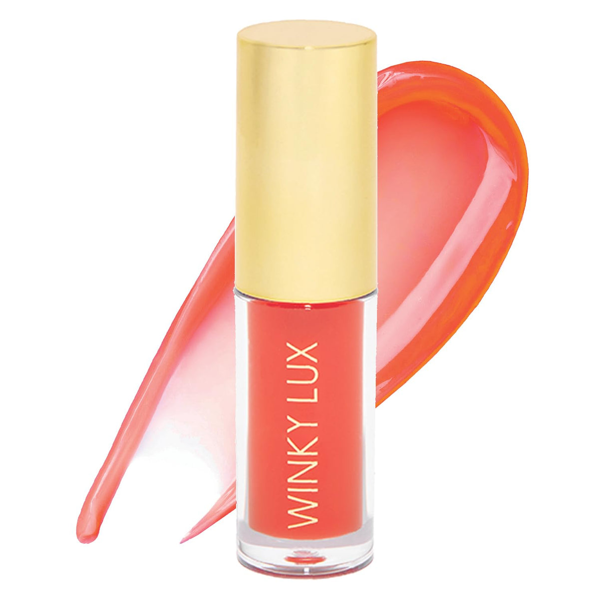 Winky Lux Barely There Tinted Lip Oil - Hydrating Coral Gloss, 0.12 Fl Oz Non-Sticky Gloss