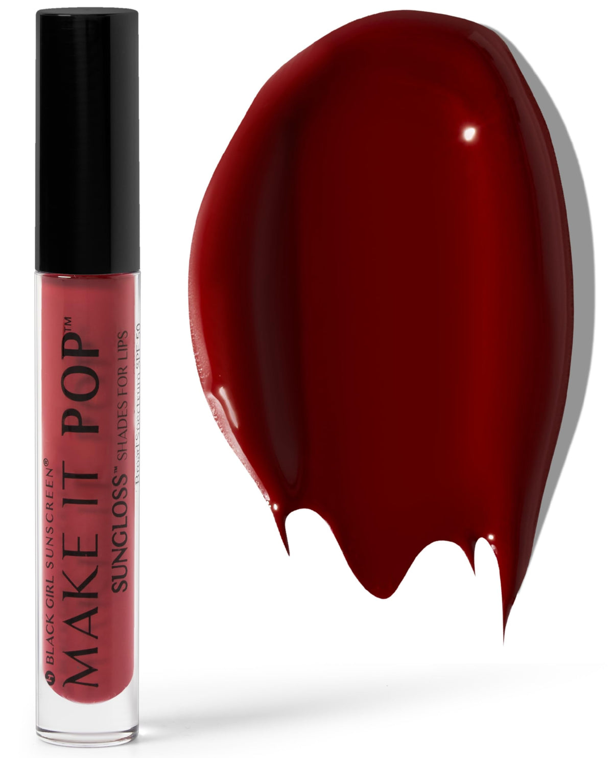 Black Girl Sunscreen Spf 50 - Make It Pop Sungloss In Cherry Noir - Sun Protection & Gloss