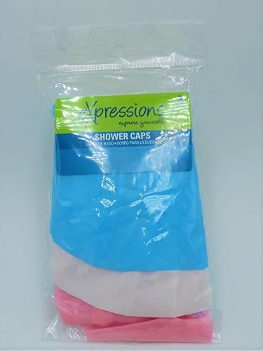 Expressions Shower Caps - 3 Pack Of Waterproof Hair Covers For Women