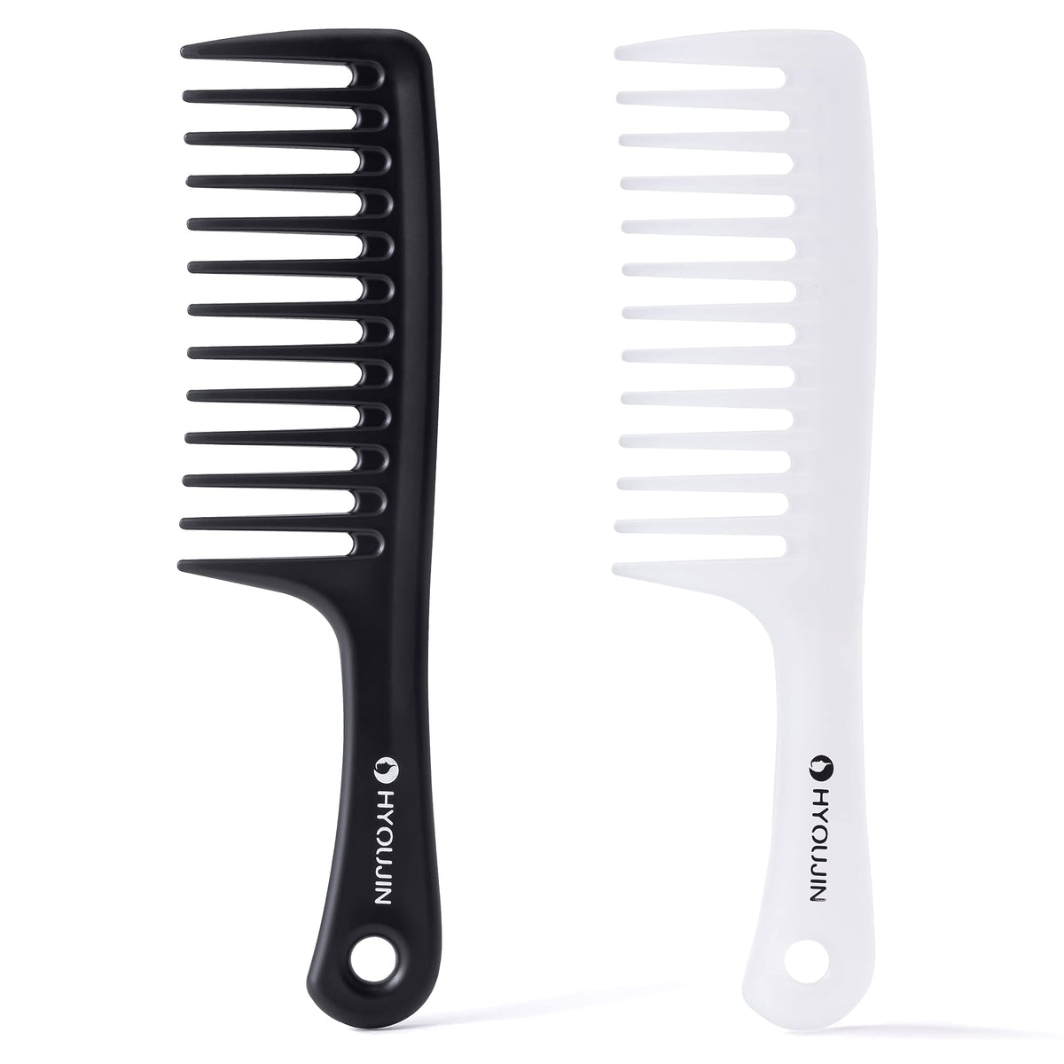 Hyoujin Wide Tooth Comb For Women - Large Detangler Comb For Thick & Curly Hair, Black & Clear