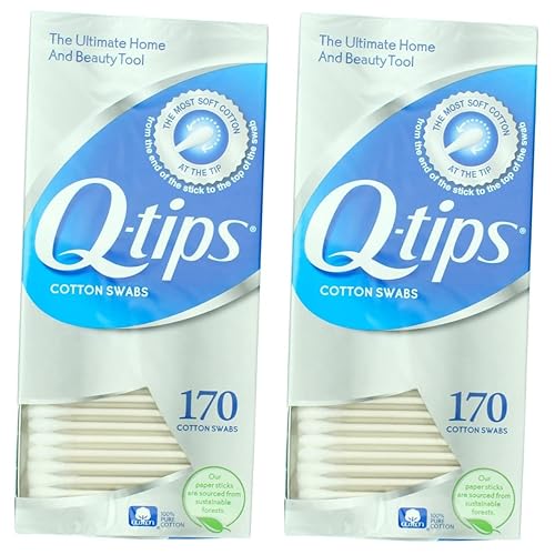 Q-Tips Cotton Swabs, 170 Count, Pack Of 2 - Soft, Durable Cotton Cleaning Swabs