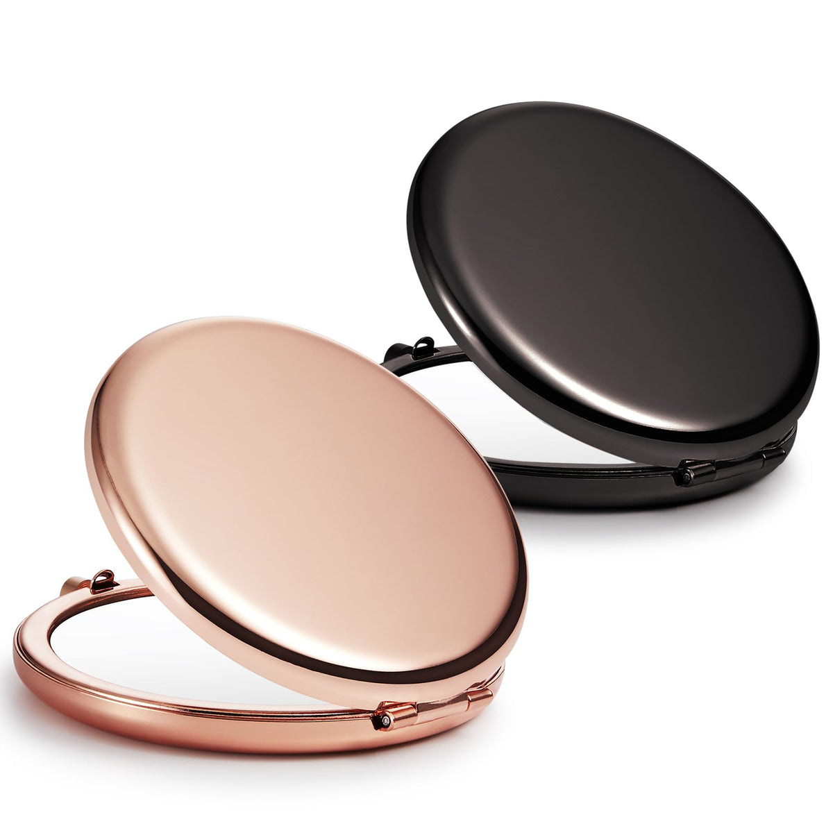 Getinbulk Double-Sided Compact Mirror Set, 2X/1X Magnifying, Rose Gold & Black, 2.5