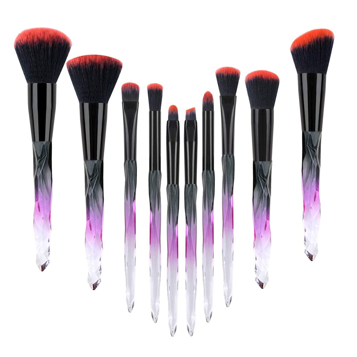 Daxstar 10pcs Makeup Brush Set - Acrylic Handle Liquid Foundation, Eyeshadow & Blush Brushes