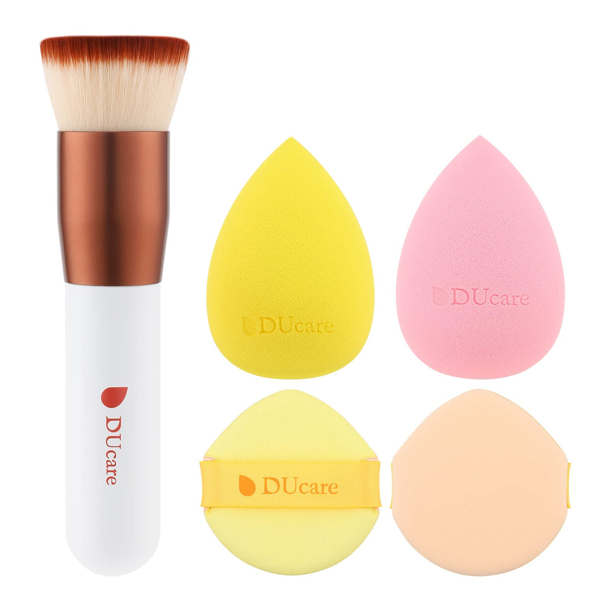 DUcare Kabuki Foundation Brush & Makeup Sponges Puff for Liquid & Mineral Powder Blending