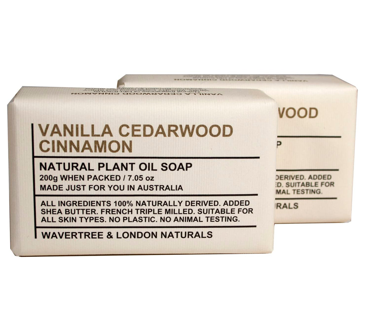 Wavertree & London Vanilla Cedarwood Soap Bars - 7Oz, Moisturizing, French Triple Milled, 2 Pack