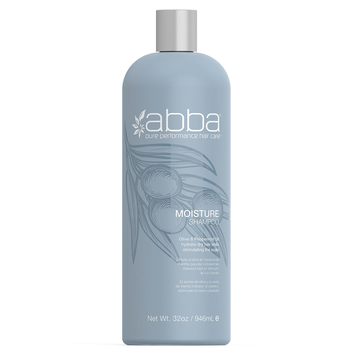 Abba Moisture Shampoo With Olive Butter & Peppermint Oil, 32 Fl Oz - Hydrating Hair Care