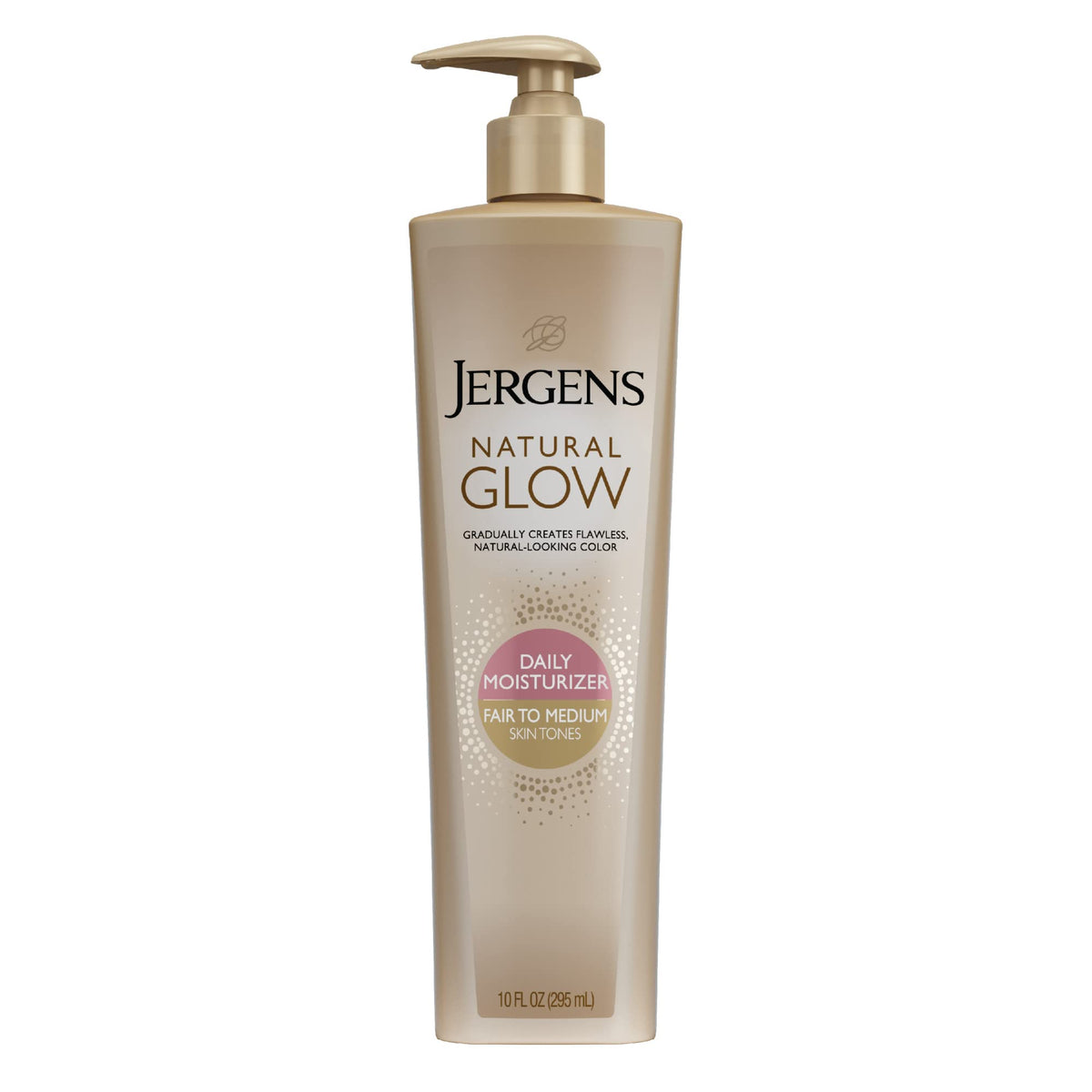 Jergens Natural Glow Self Tanner Body Lotion, Fair to Medium Skin, 10 Oz, with Coconut Oil & Vitamin E