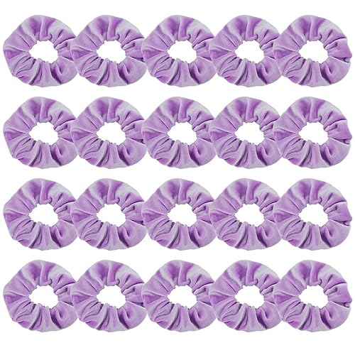 Didder Light Purple Velvet Scrunchies - 20 Pcs Soft Hair Ties for Women & Girls Accessories