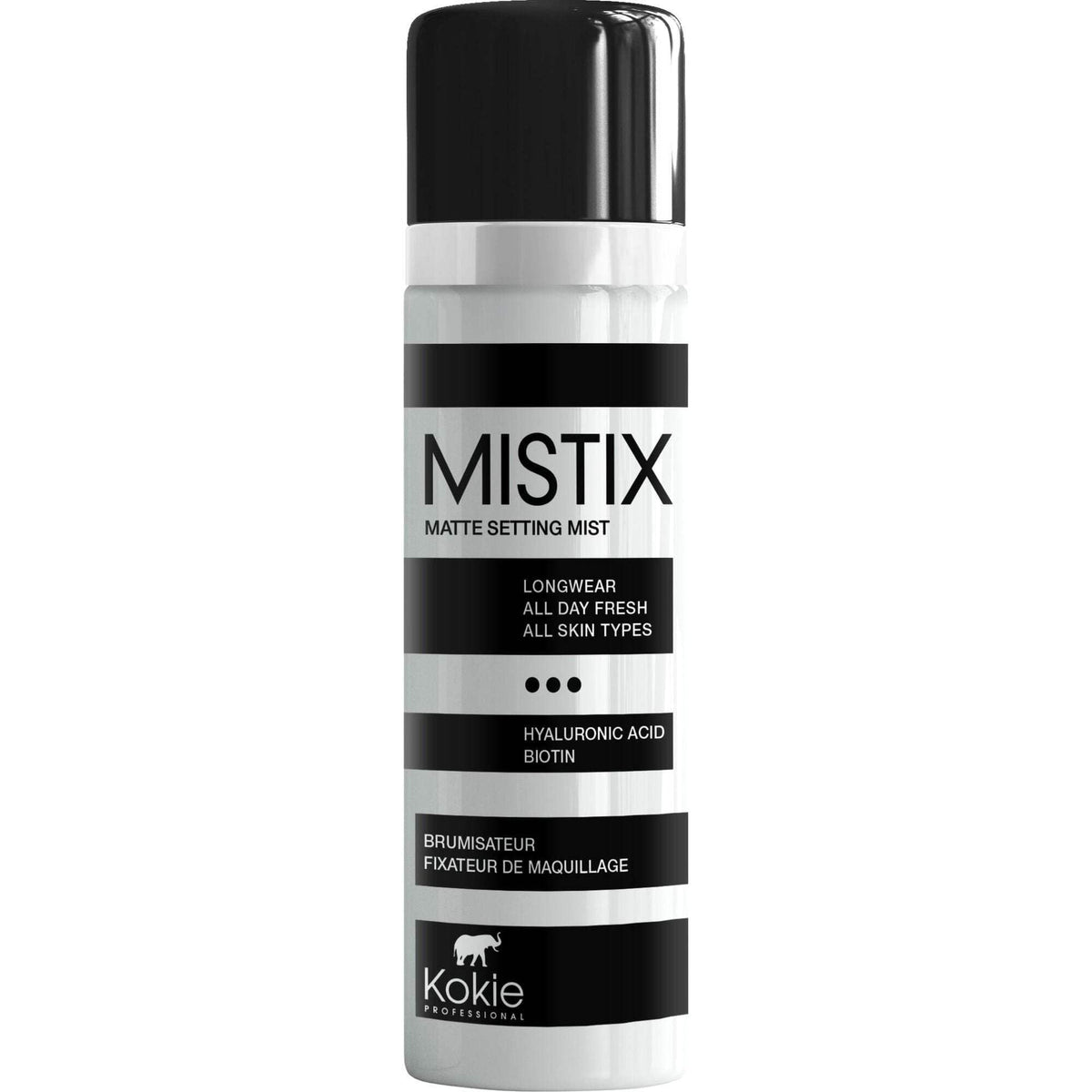 Kokie Mistix Matte Setting Mist - Black Finish For Long-Lasting Makeup Hold