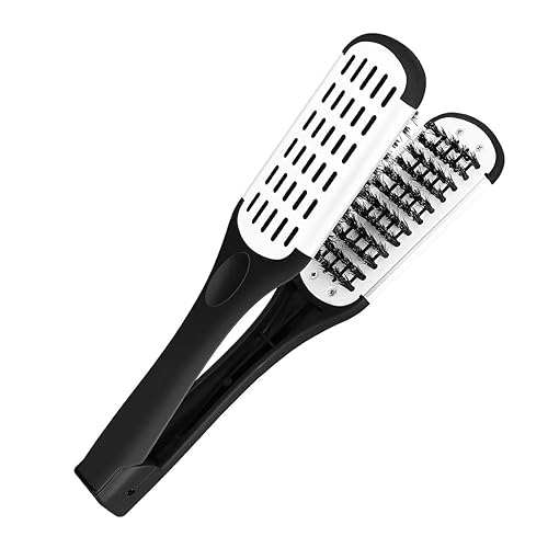 Rosenice Hair Straightening Comb - Boar Bristle Double Sided Brush in Black & White