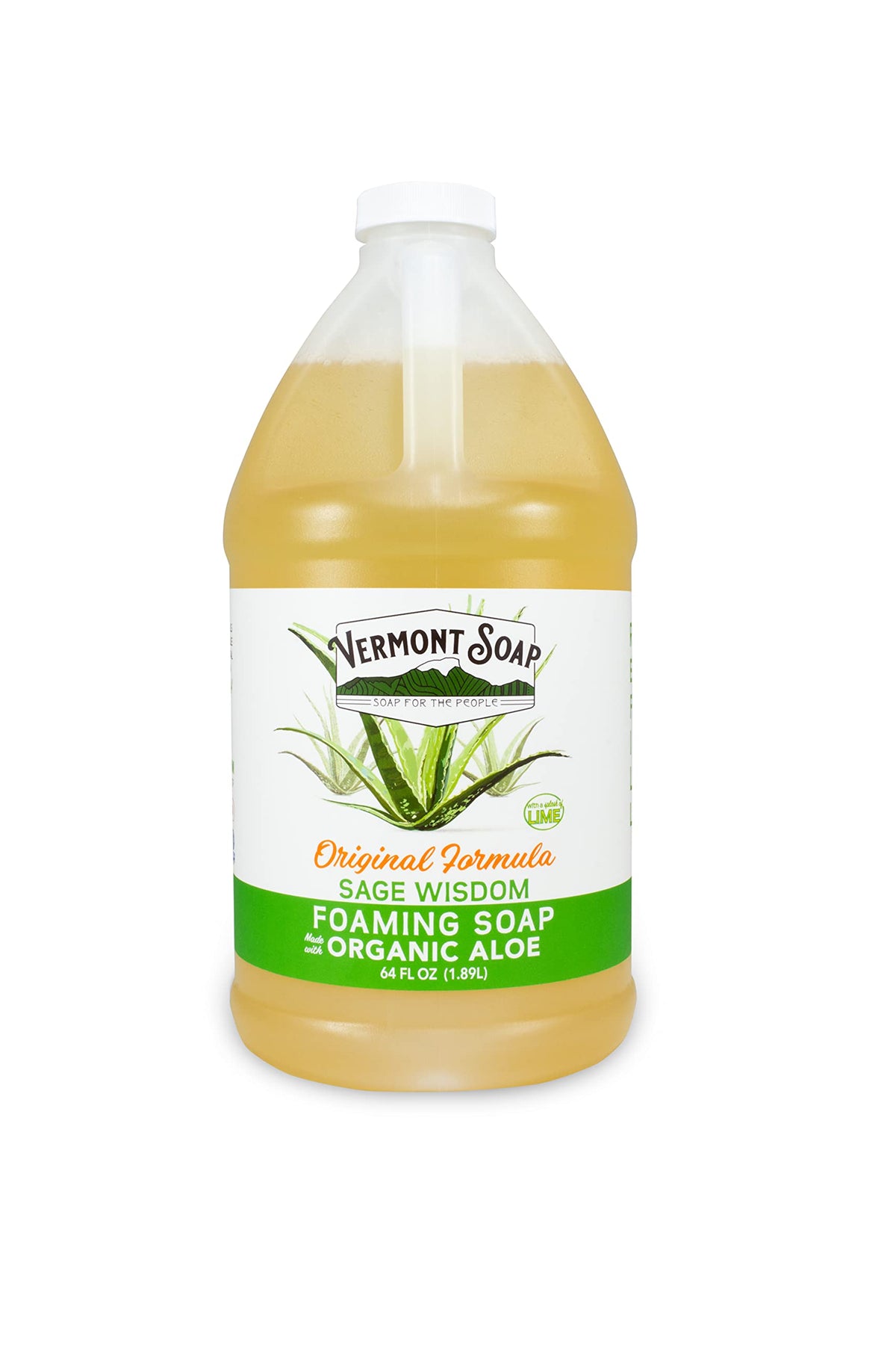 Vermont Soap Organic Sage Lime Hand Soap - 64Oz Fragrance Free Moisturizing Liquid Soap