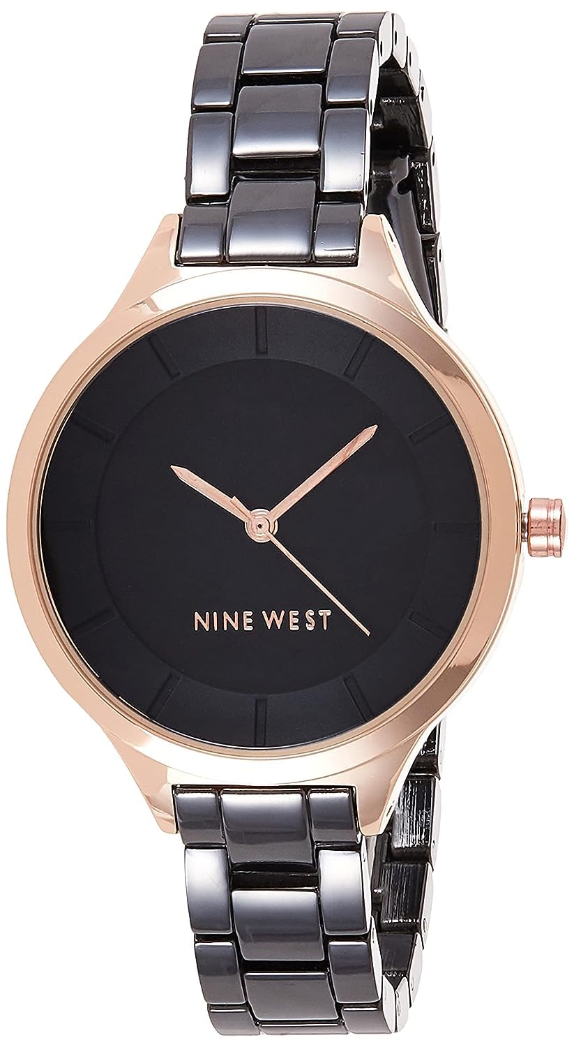 Nine West Gunmetal Grey/Rose Gold Women'S Bracelet Watch - Stylish Metal Timepiece