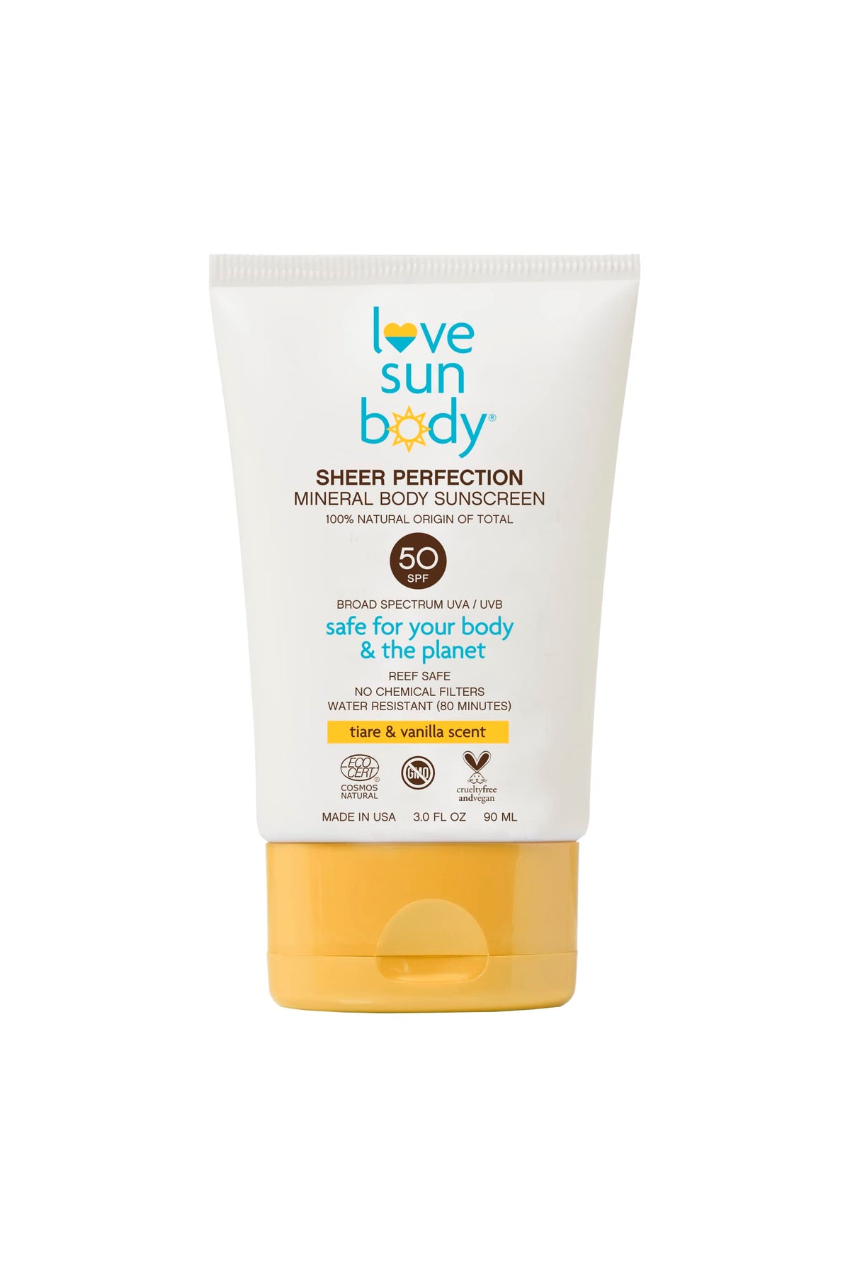 Love Sun Body Mineral Sunscreen Spf 50 - 100% Natural, Baby Safe, Reef Safe, 3 Oz, Soft Vanilla