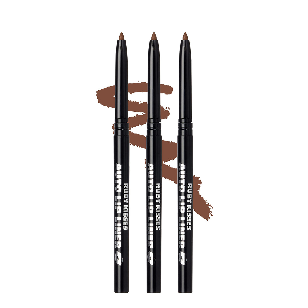 Ruby Kisses Auto Lip Liner Pencil, Long Lasting Mechanical Lip Liner - 3 Pack Espresso