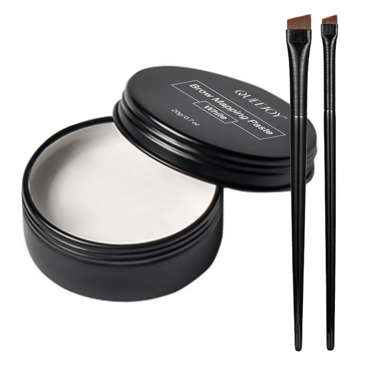 Queejoy Brow Mapping Paste & Eyebrow Brush Set - 20G White Contour Tool For Eyebrows & Lips