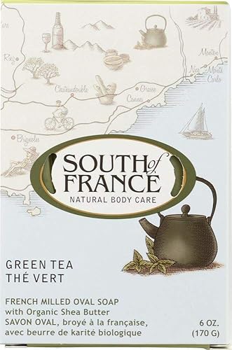 South Of France Green Tea French Milled Natural Bar Soap, 6 Oz - Luxurious Cleanser