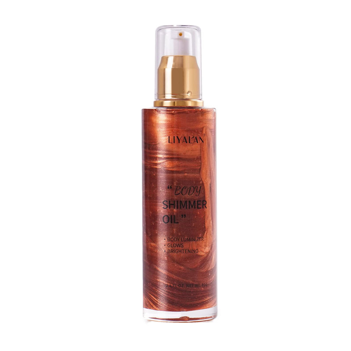 Liyalan Shimmer Body Oil Golden Brown 2.8 Fl Oz - Bronze Highlighter & Illuminator