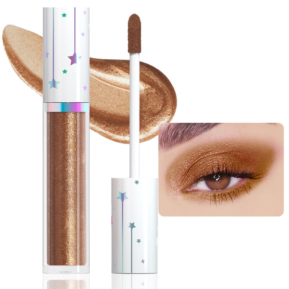 Evpct Liquid Shimmery Glitter Eyeshadow Stick, Waterproof High Pigment Metallic 24# Mule Fawn