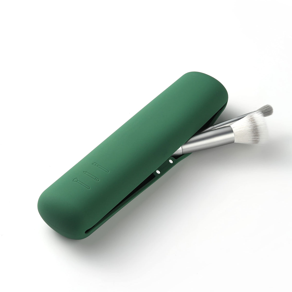 Feryes Green Silicone Makeup Brush Holder - Portable, Magnetic Anti-Fall Organizer For Travel