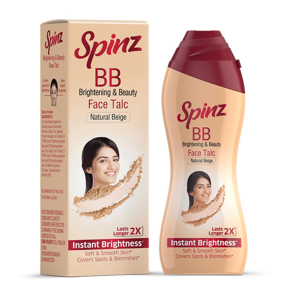 Spinz Bb Talc - Instant Glow For Spot & Blemish Coverage, 100G