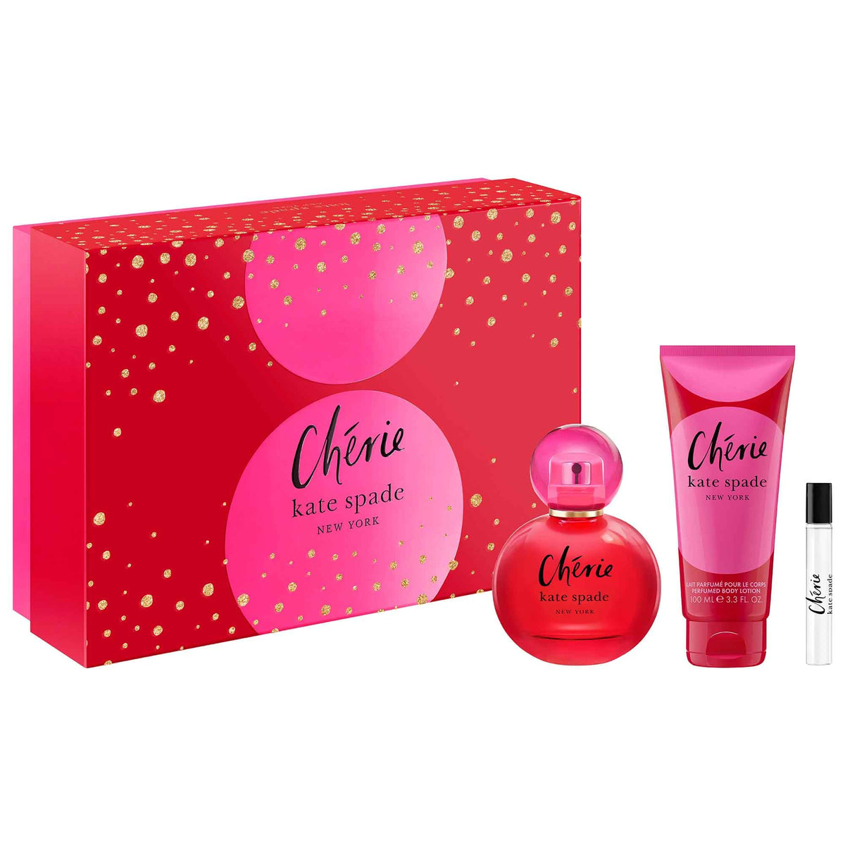 Kate Spade New York Cherie Eau De Parfum Gift Set - Full Size Perfume, Lotion & Travel Spray