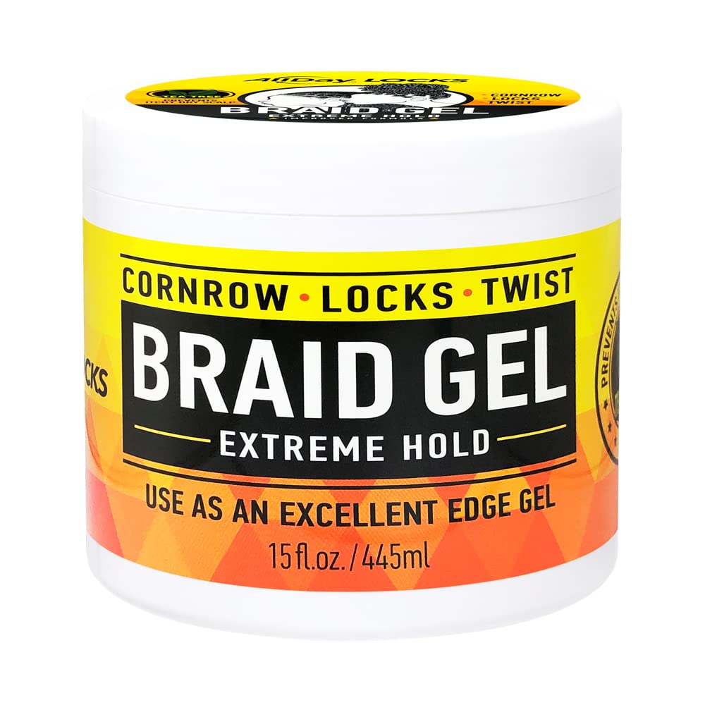 Allday Locks Braid Gel - Extreme Hold, High Shine, No Flaking, 15 Oz For Braids & Twists