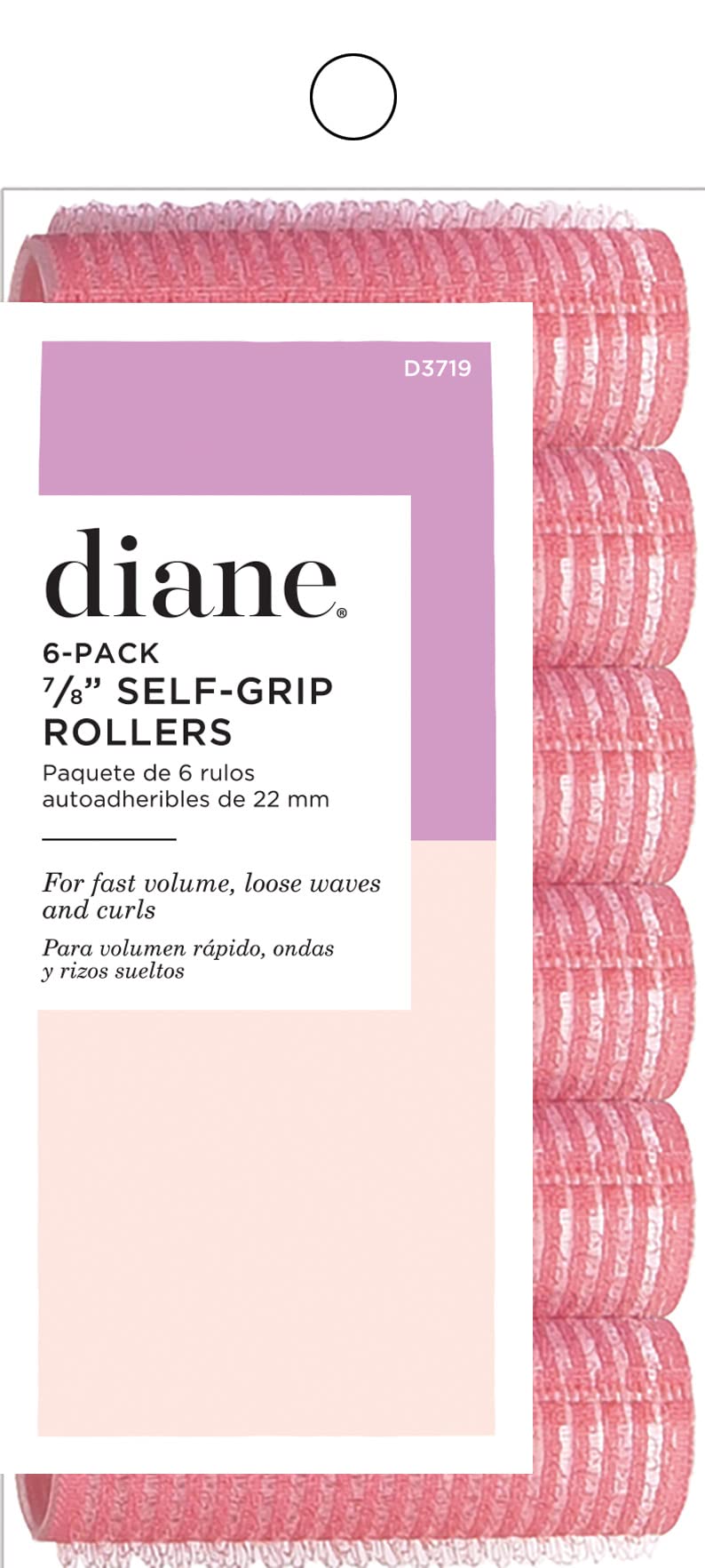 Diane D3719 Pink Self Grip Rollers - 6 Count for Effortless Styling and Volume