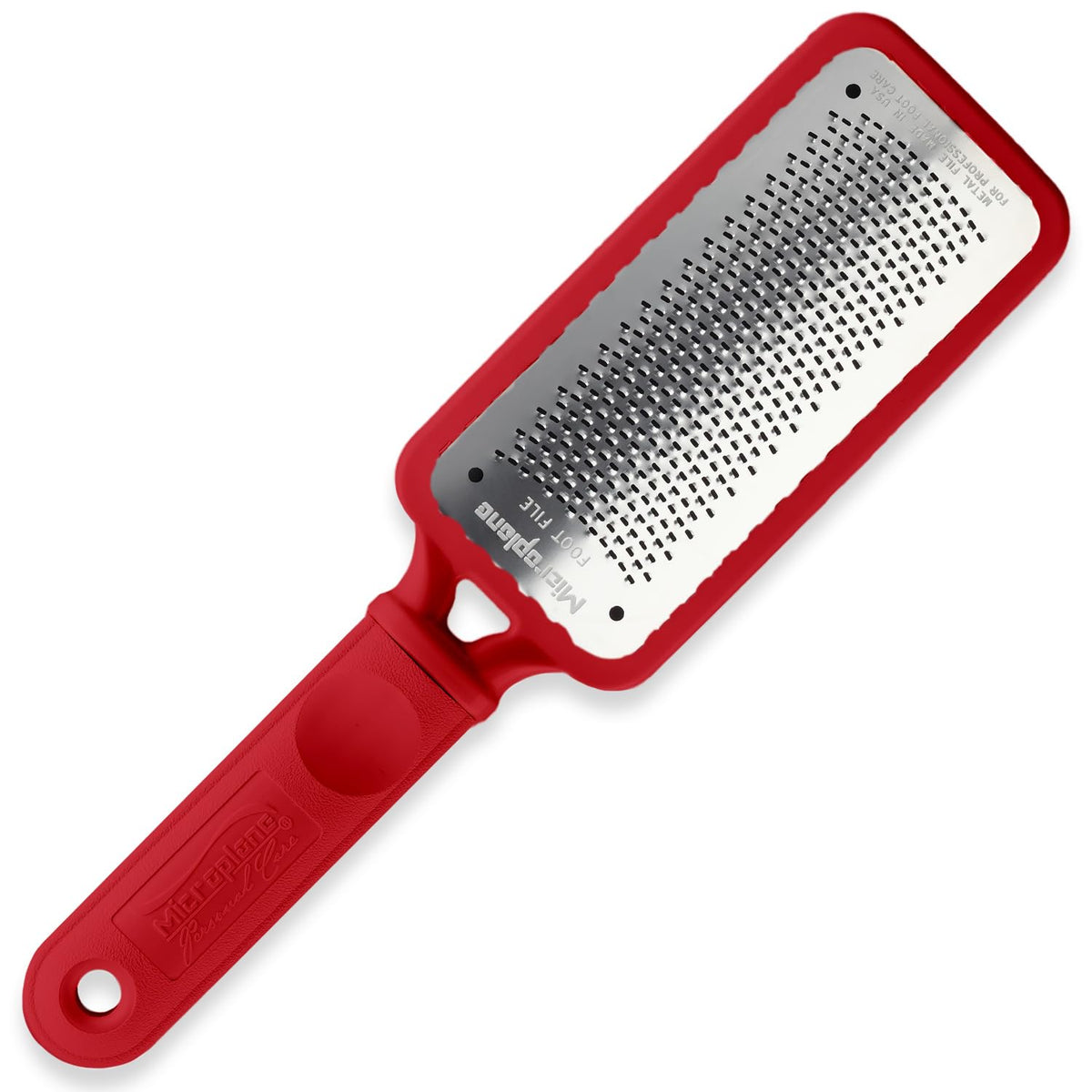 Microplane Stainless Steel Foot File - Gentle Dead Skin Remover, Red Pedicure Tool, 1 Count