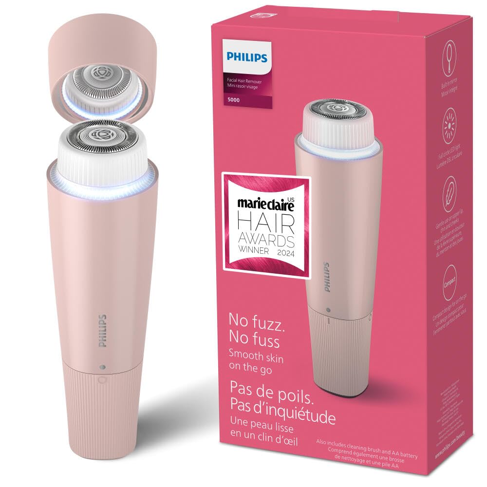 Philips 5000 Series Facial Hair Remover For Women, Cordless, Hypoallergenic, Pink