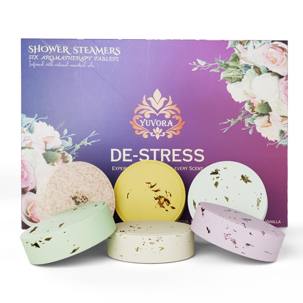 Yuvora Shower Steamers Gift Set - 6 Essential Oil Fizzies For Home Spa & Self-Care