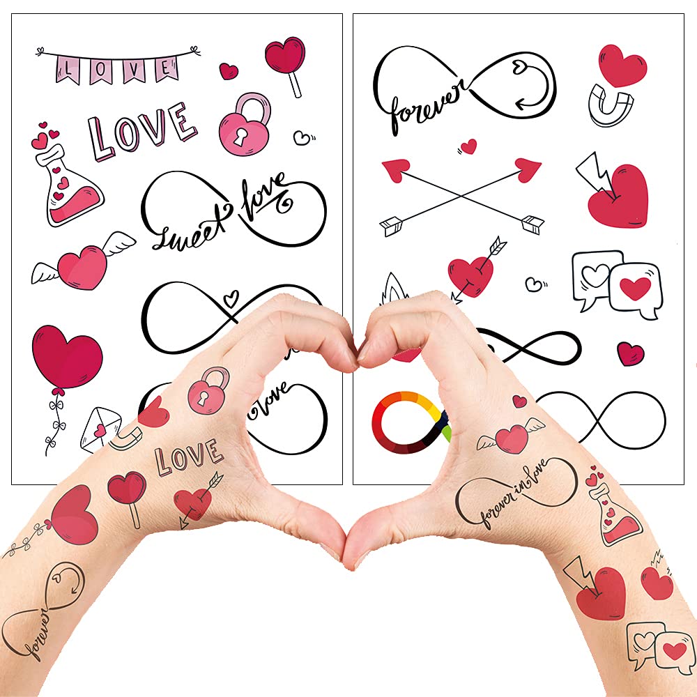 Everjoy Realistic Infinite Love Heart Temporary Tattoo Stickers - Waterproof Valentine'S Gifts