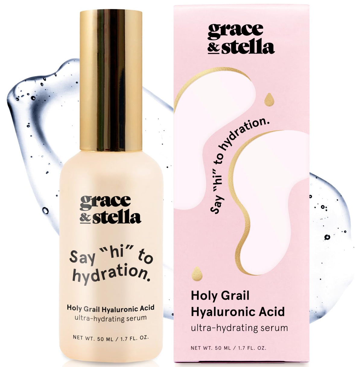 grace & stella Hyaluronic Acid Serum 50ml - Hydrating Anti-Aging Face Serum for Women