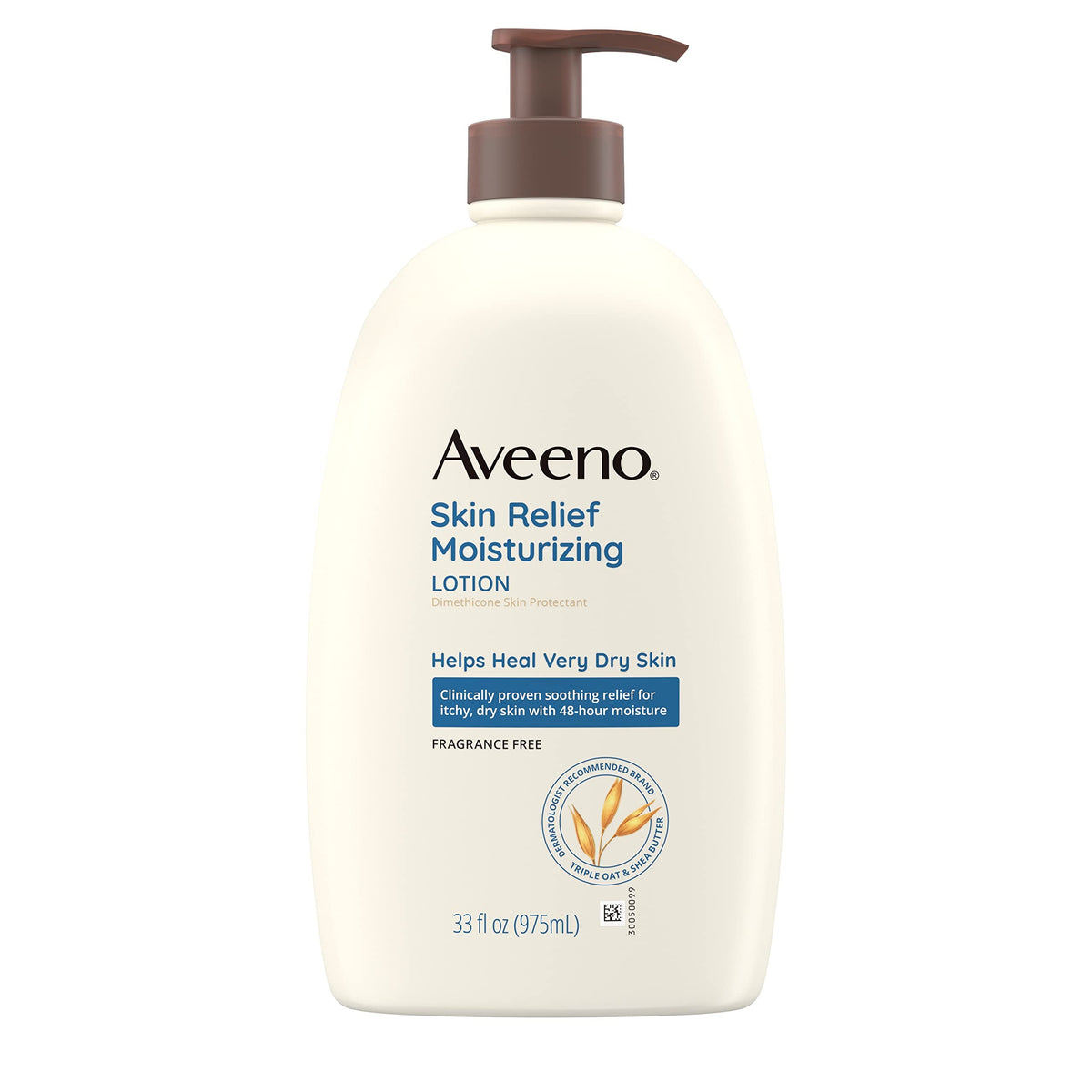 Aveeno Skin Relief Moisturizing Lotion, Fragrance-Free, 33 Fl Oz, Soothing Triple Oat & Shea Butter