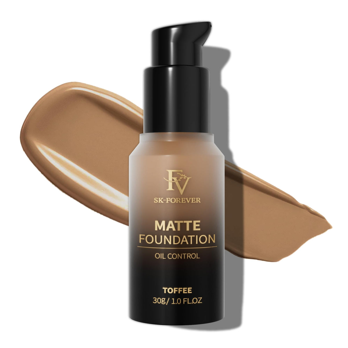 Fv Full Coverage Liquid Foundation - Lightweight, Matte, Waterproof, Oil Control - Toffee Matte, 1 Fl Oz