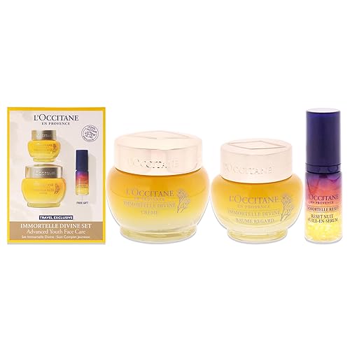 L'Occitane Immortelle Divine Set - Youth Face Care For Unisex, 3 Pc Skincare Collection