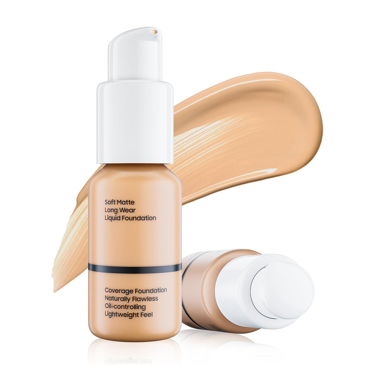 Fanterday Matte Full Coverage Liquid Foundation - Waterproof, Long-Lasting, 1 Fl Oz (#104 Buff Beige)