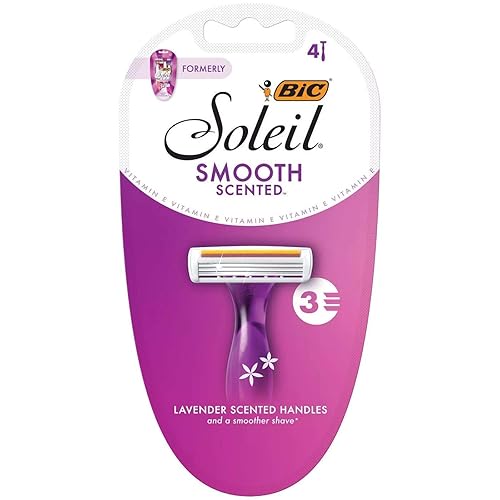 Bic Soleil Lavender Shaver, 4Ct - Smooth Shaving, Comfort Grip Rubber Handle