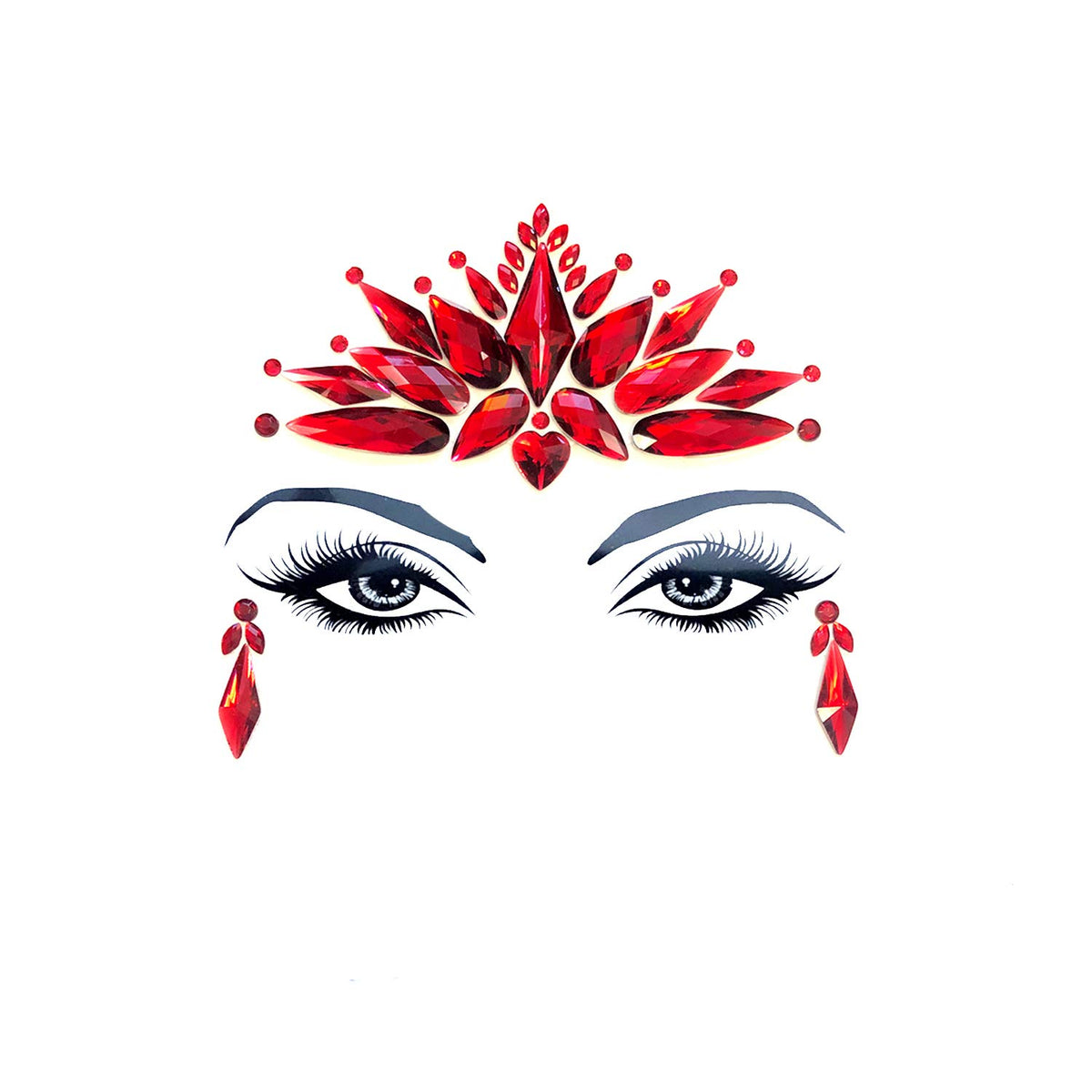 Neva Nude Demonica Red Face Crystal Sticker - Waterproof & Sweatproof For Festivals & Raves