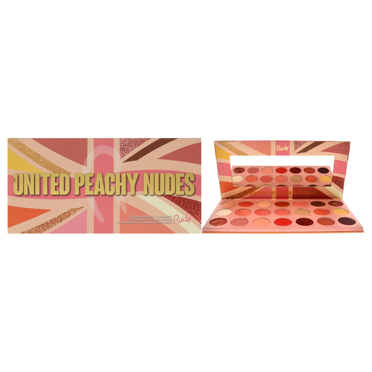 Rude Cosmetics Peachy Nudes Eyeshadow Palette - 21 Pressed Pigments, 0.74 Oz