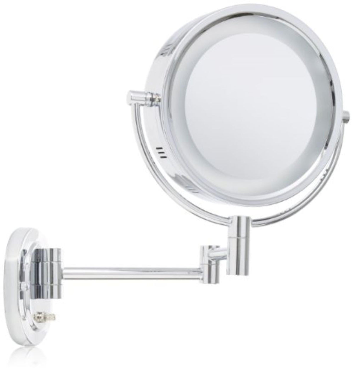 Jerdon Chrome Two-Sided Wall-Mounted Makeup Mirror With Halo Lighting & 5X Magnification