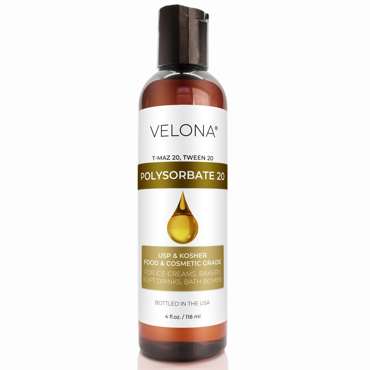 Polysorbate 20 By Velona - 4 Fl Oz Solubilizer For Food & Cosmetics, All Natural