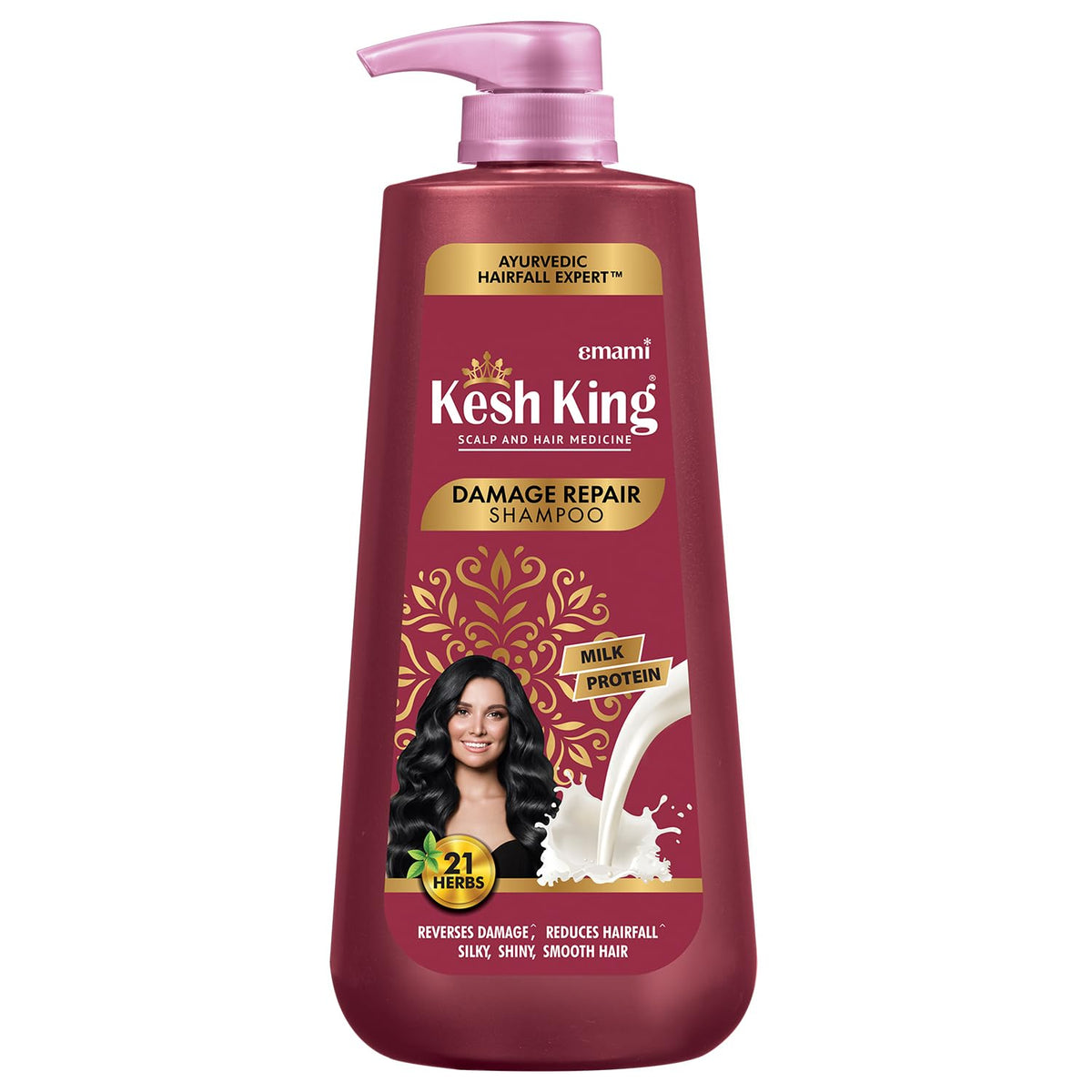 Kesh King Damage Repair Shampoo With Milk Protein & 21 Ayurvedic Herbs, 20.29 Fl Oz