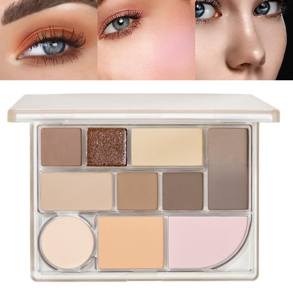 Suake All-In-One 10-Color Eyeshadow Palette - Matte & Shimmer Warm Nude Bronze 04#