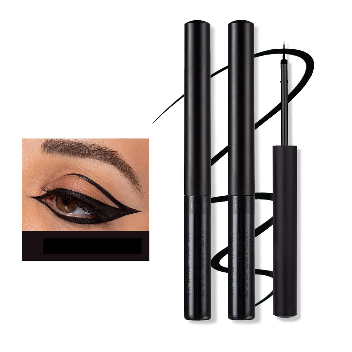 Cahiuyoa Liquid Black Eyeliner Pencil Set - 2Pcs Waterproof Matte High Pigment Makeup