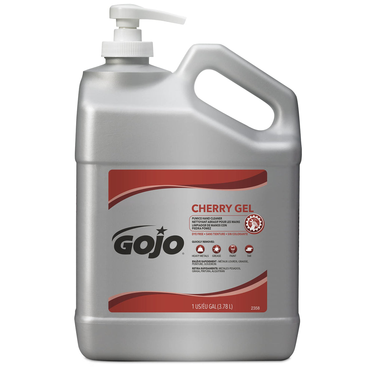 Gojo Cherry Gel Pumice Hand Cleaner - 1 Gallon Pump Bottle, Cherry Fragrance, Red