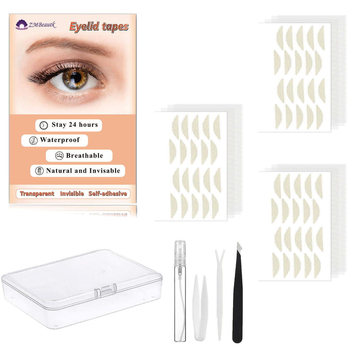 Zmbeautk 600 Pcs Eyelid Tape - Invisible Double Eyelid For Hooded Eyes, Instant Eye Lift