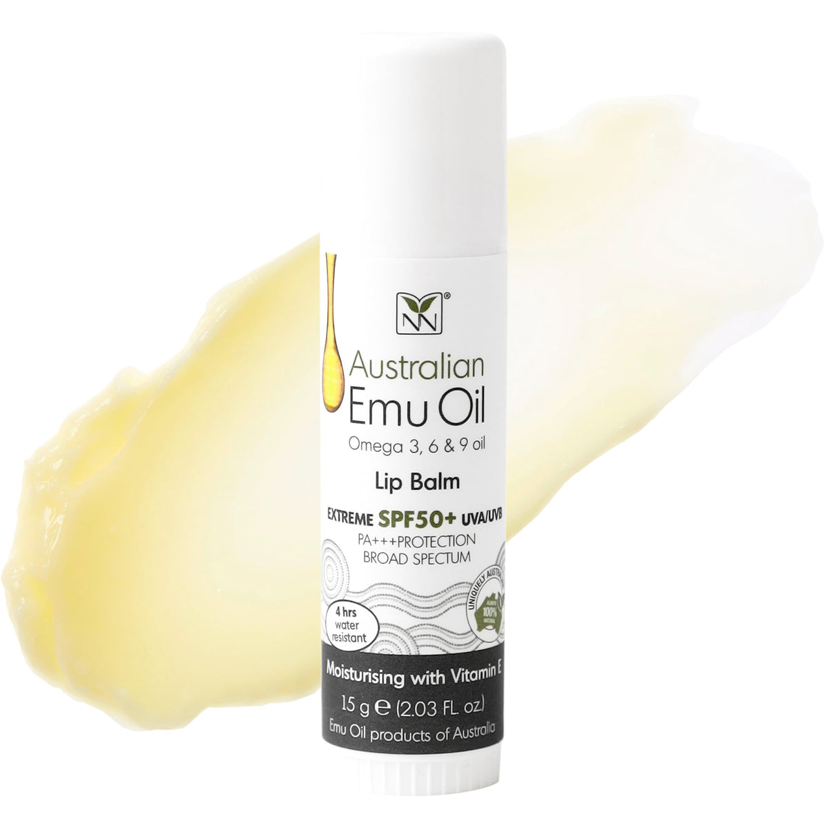 Y-Not Natural Emu Oil Lip Balm Spf50+ - Hydrating, Water Resistant, Vitamin E, 15G Stick